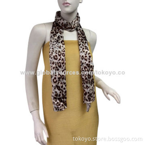 160*35cm Cotton Scarf with Leopard Screen Printing, Environment-friendly, for Children